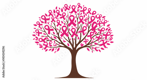 Pink Ribbon Tree Breast Cancer Awareness Image