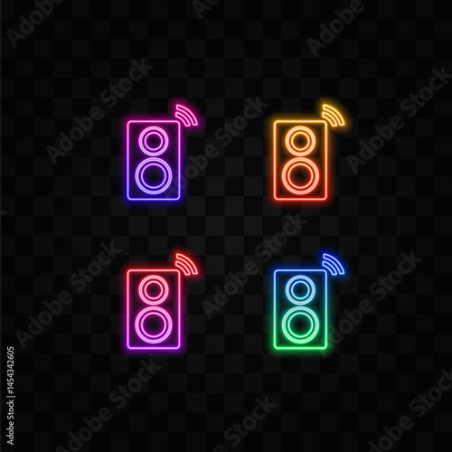 Smart speaker icon. neon style.