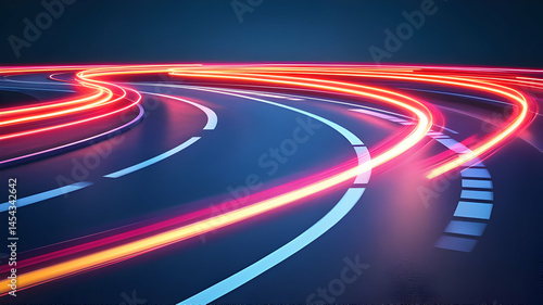 high speed with blurred streaks of light on a blue surface