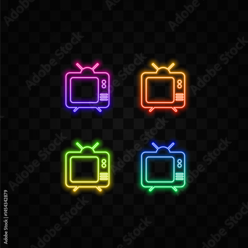 TV, television icon vector. neon style.