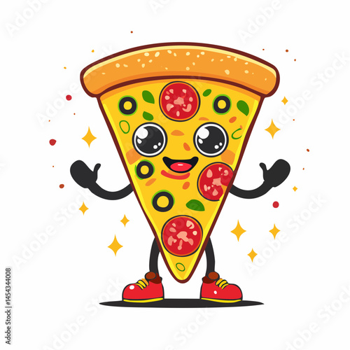 Cartoon character of pizza vector t shirt design, vector graphic, typographic poster or tshirts street wear and Urban style
