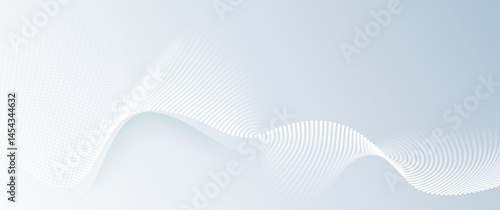 Vector abstract wave line pattern and dot line particle on white, gray color background. Modern graphic design. Flowing halftone, gradient curve shape for data futuristic, technology background