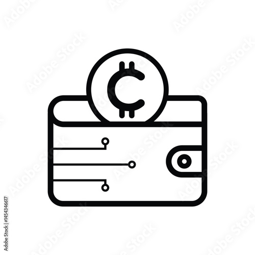 Cryptocurrency Wallet with Coin Icon Symbol Vector Minimal Design Logo Art
