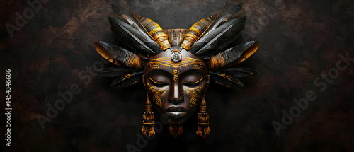 Intricate Black And Gold Tribal Mask