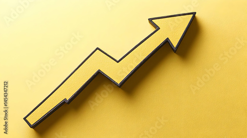A yellow upward trending arrow graphic on a mustard yellow background.  The arrow has a zig-zag pattern, suggesting growth and progress