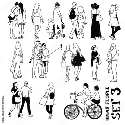 Sketching Urban people flat vector illustration collection pack set 3