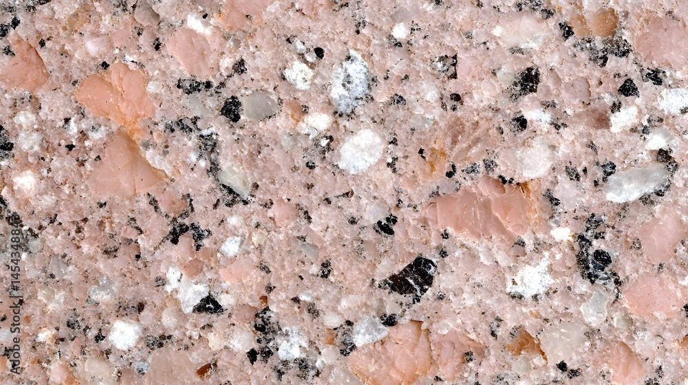 Close-up view of a textured pinkish granite surface. Close-up view of a textured pinkish granite surface.