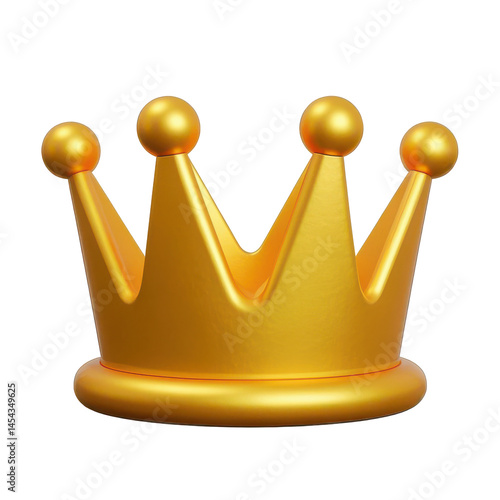 Golden Crown 3D Render Cartoon Plastic Style Icon