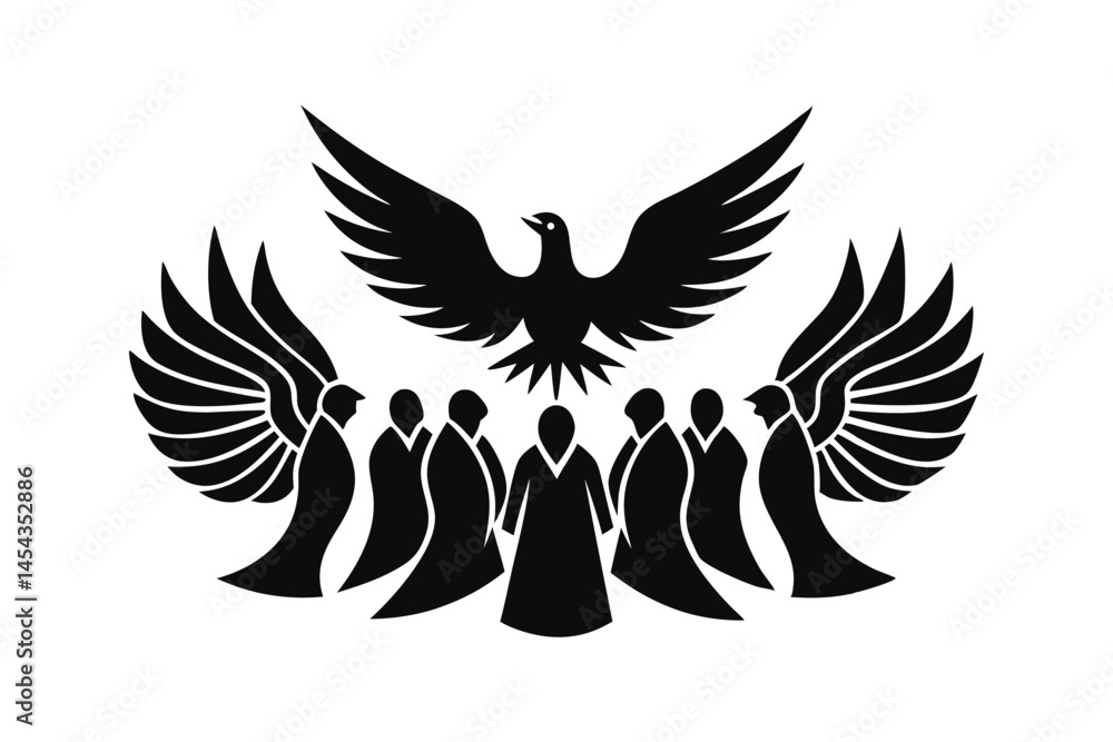 Fototapeta premium Pentecost Silhouettes Art Vector Set for Christian Holy Spirit and Religious Design