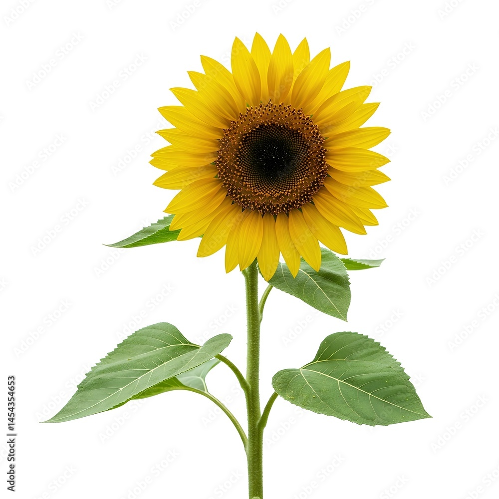 Obraz premium Single Blooming Sunflower Isolated on White 