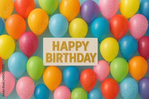 happy birthday card with balloons