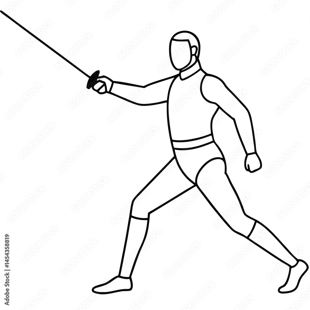 Obraz premium A man-fencing-outline-vector-art-illustration. 