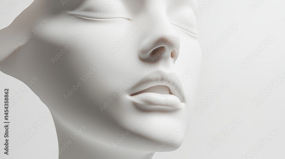 Minimalist Illustration Depicting a Serene Elegant Face on a Clean White Background Minimalist Illustration Depicting a Serene Elegant Face on a Clean White Background