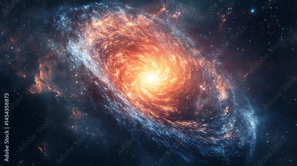 Obraz premium A vibrant spiral galaxy in the vastness of space.