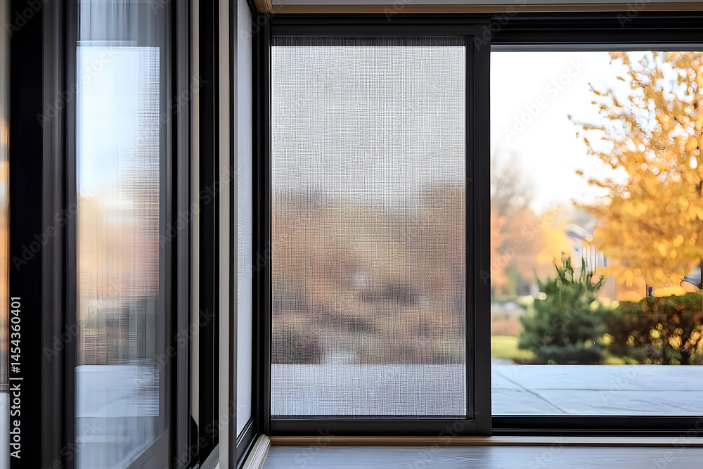 Naklejka premium Sliding window with mosquito screen