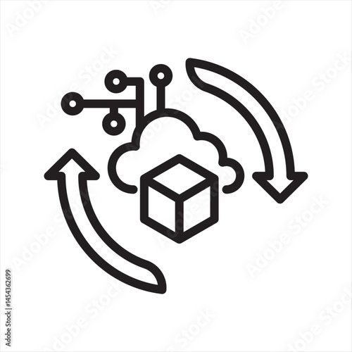 Online Learning machine learning simple line icon