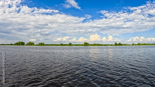 Summer landscape on the river bank