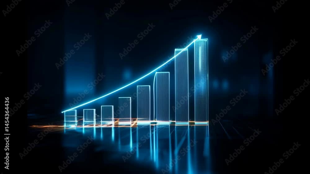 Finance business graph chart with uparrow. Hi-tech style business concept technology chart with grid Finance business graph chart with uparrow. Hi-tech style business concept technology chart with grid
