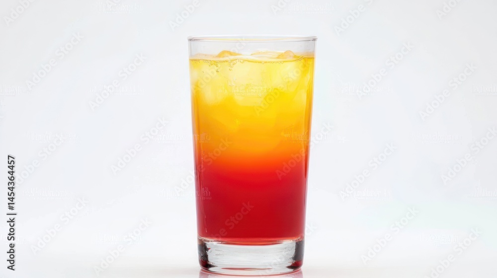 Tequila Sunrise cocktail colorful and refreshing cocktail in tall glass, isolated with white background, studio lighting Tequila Sunrise cocktail colorful and refreshing cocktail in tall glass, isolated with white background, studio lighting