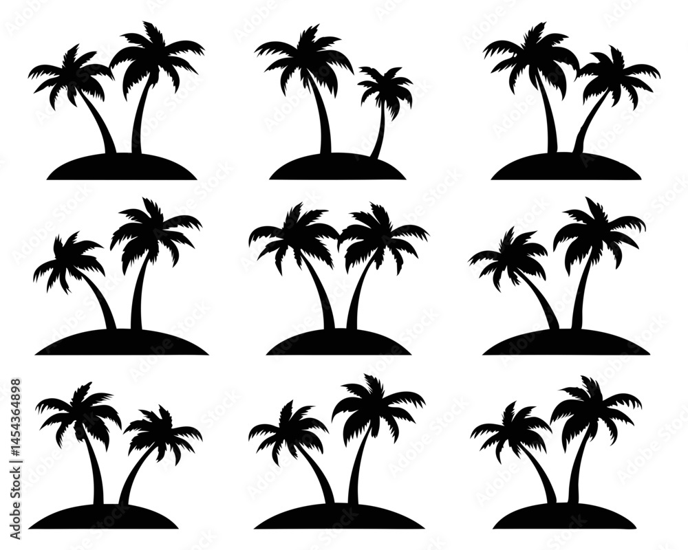 Fototapeta premium Palm Tree Island Silhouettes Collection
