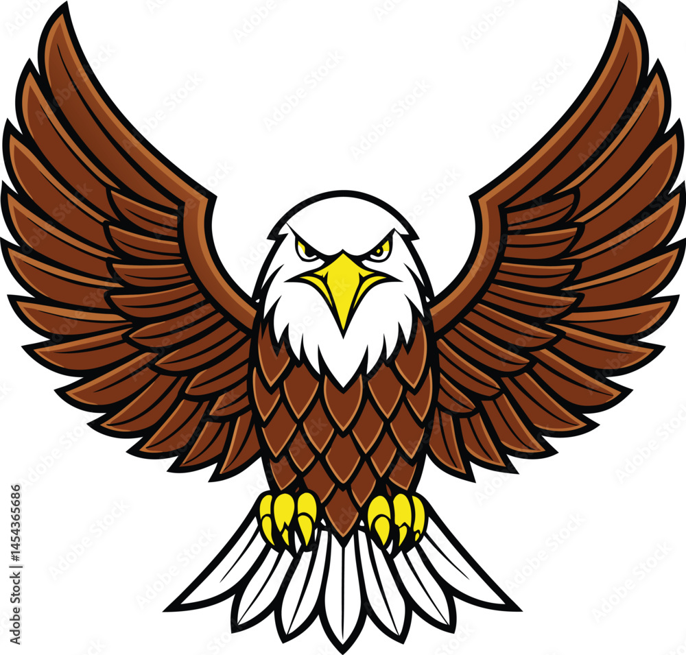 Obraz premium Bold Flying Eagle Illustration with Outstretched Wings