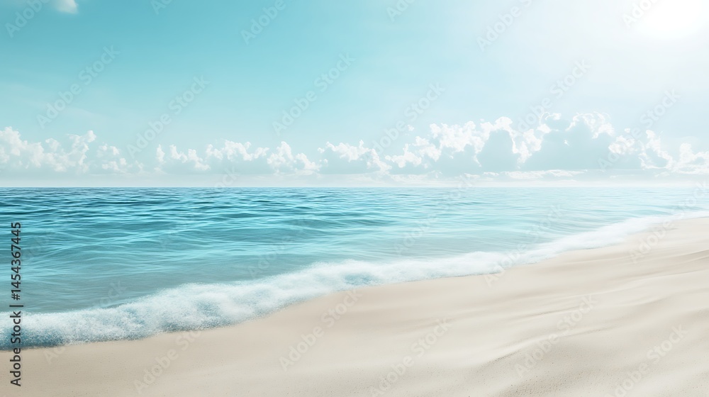 Obraz premium Clean sandy beach with a soft blue sky