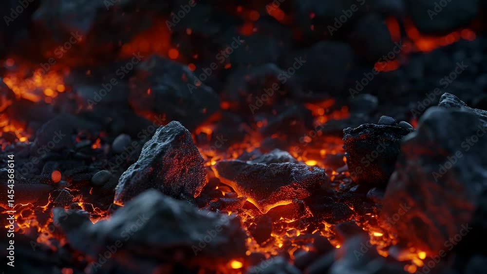 Smoldering Coals On Dark Bed With Sparks Smoldering Coals On Dark Bed With Sparks