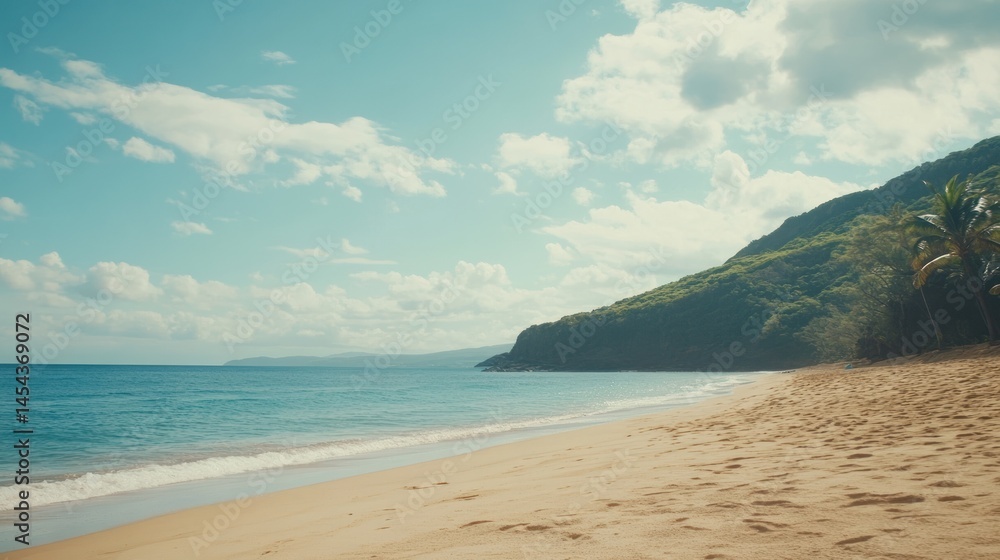 Obraz premium Tropical beach vista under sunny sky