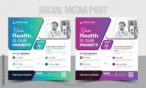 Modern Minimalistic Healthcare Social Media Post Design