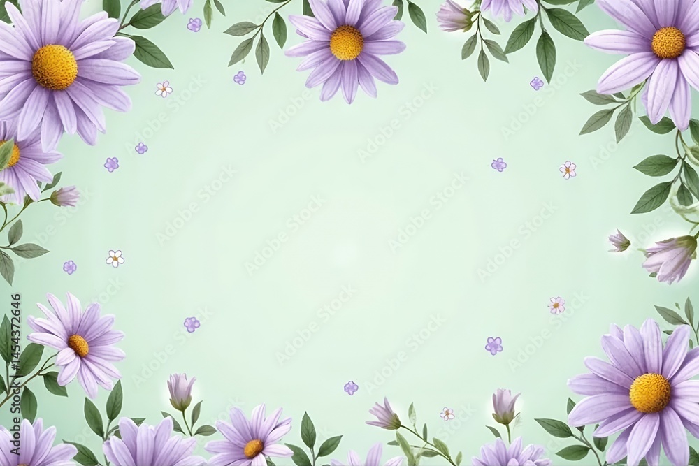 An invitation background with lavender-hued daisies. An invitation background with lavender-hued daisies.