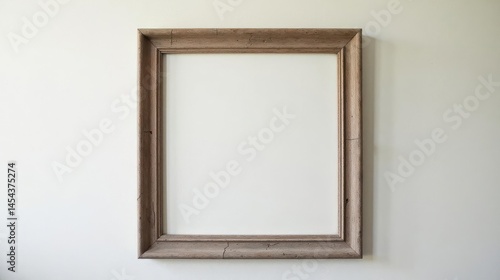 Rustic Wooden Frame on a Pale Wall, Ready for Your Personal Artwork or Decorative Display