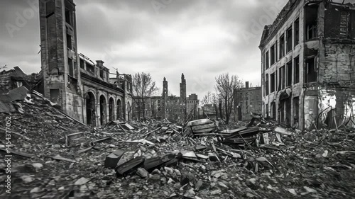 Ruined city street scene