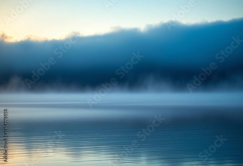 Fototapeta Naklejka Na Ścianę i Meble -  Thick, ethereal fog rolling in from a calm lake at dawn, magical,  texture