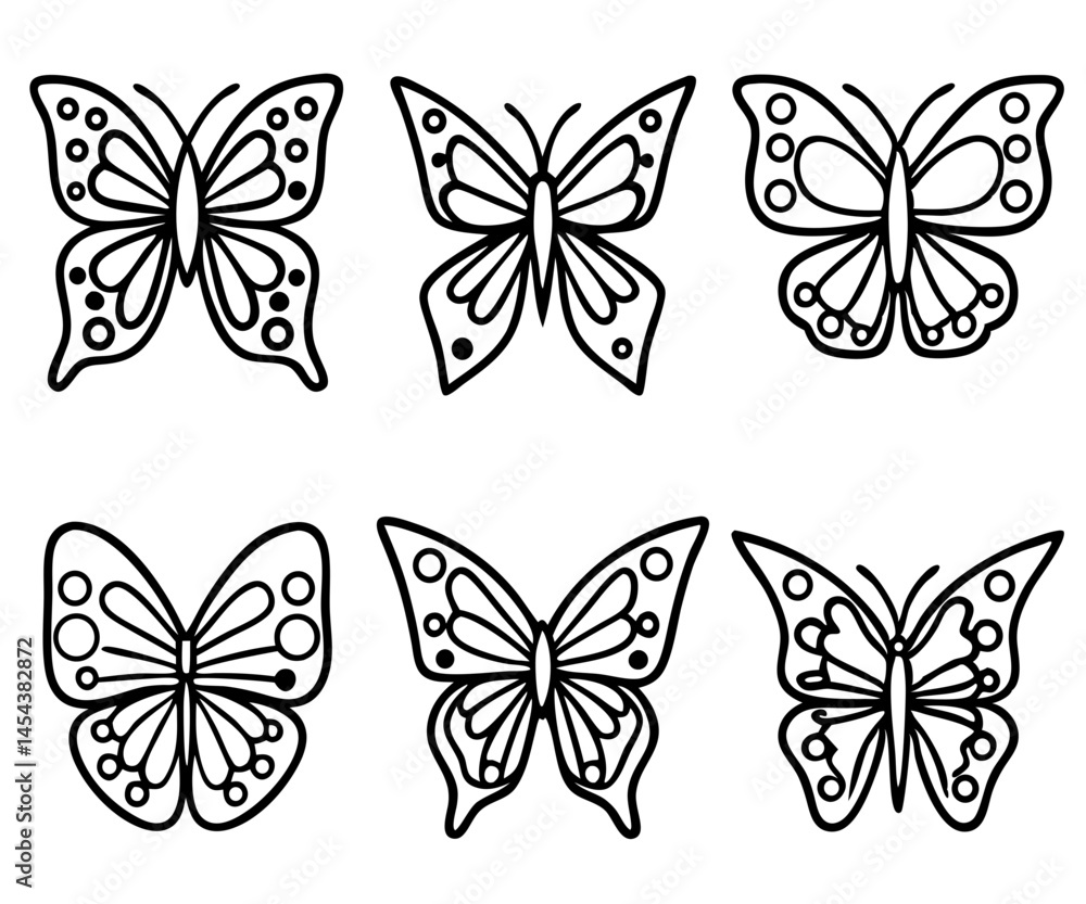 Obraz premium Butterfly Silhouette Vector Collection – 9 Stylized Insect Designs isolated on transparent background 