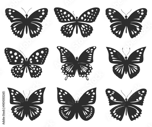 Set of 9 Insect Silhouettes  Butterflies, Moths, Dragonflies

