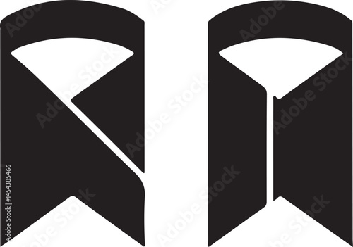 Bookmark Icon set silhouette and outline line art vector.