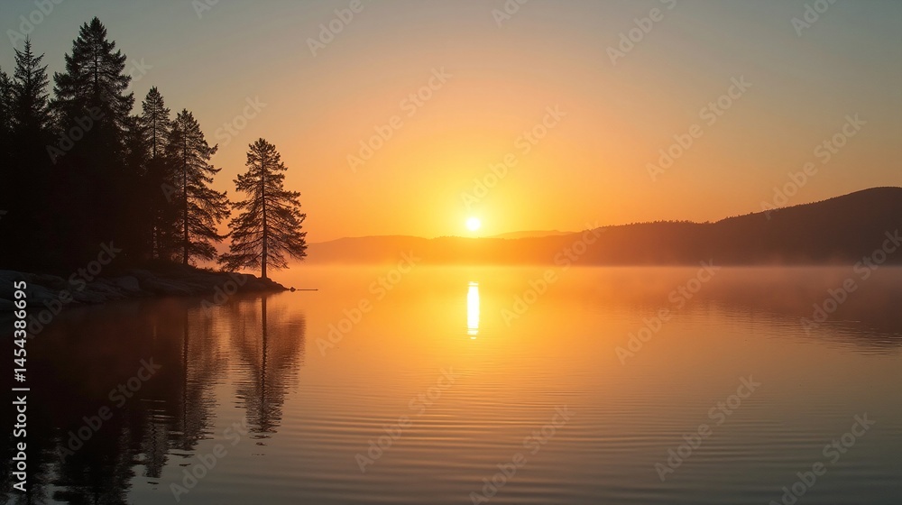 Fototapeta premium Tranquil Waters: A Moment of Peace at Dusk