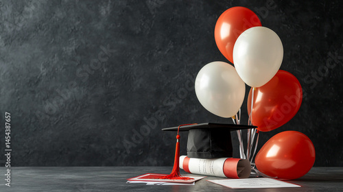 Graduation Celebration  Diploma  Cap  Balloons  Success