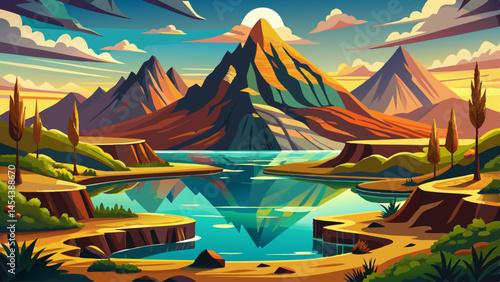 Ancient volcanic slopes encircle a serene lake, untouched and perfectly mirrored