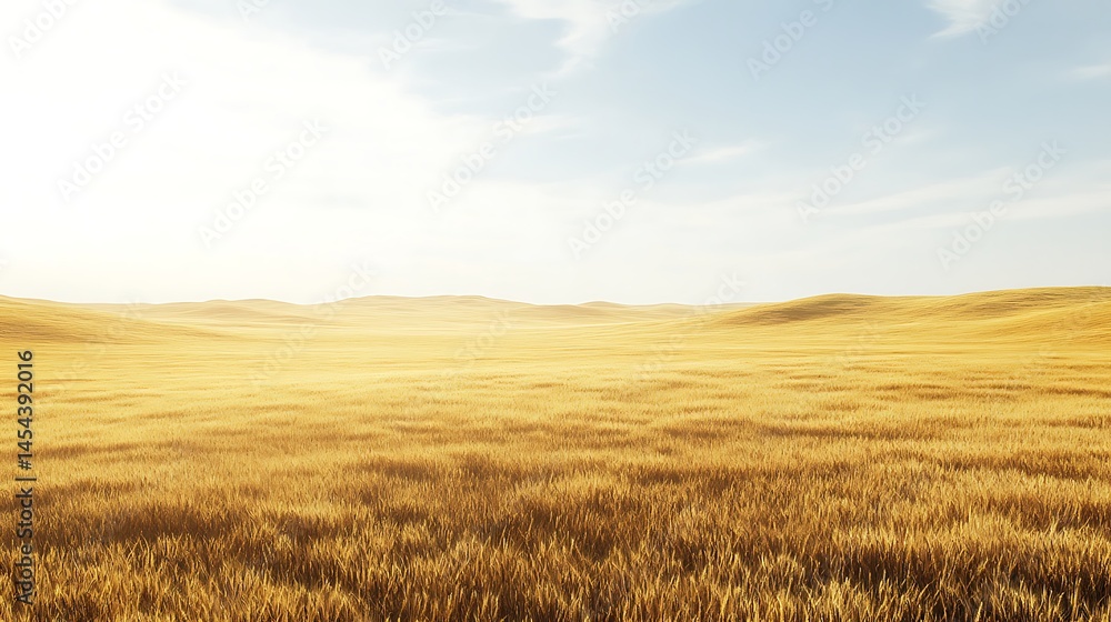 Golden wheat field with a clear sky and space for text
