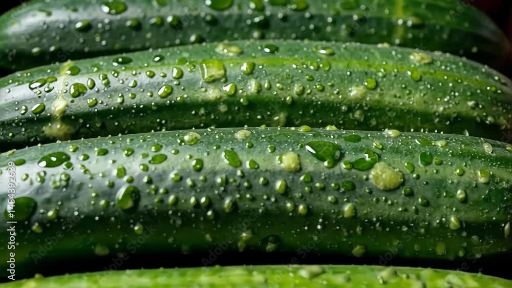Fresh Cucumbers with Water Droplets on a Dark Background Fresh Cucumbers with Water Droplets on a Dark Background