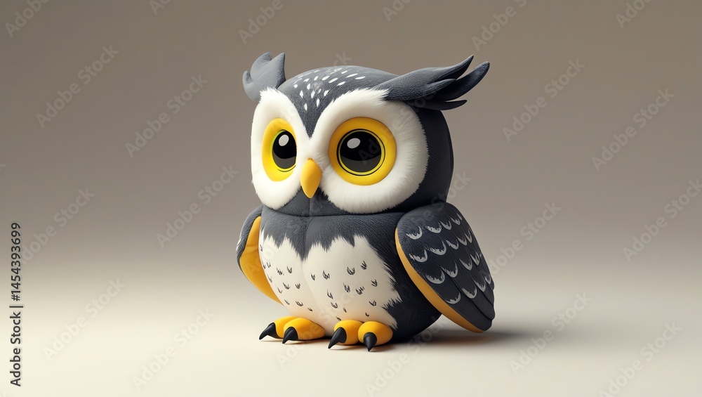 Adorable 3D Rendered Owl: A Cute and Charming Digital Creature Adorable 3D Rendered Owl: A Cute and Charming Digital Creature