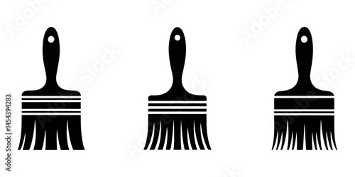 black and white paint brushes, set of paint brushes silhouette design vector art illustration, Paint Brush silhouette in black on a white background, paint brush silhouette, Angled paintbrush.