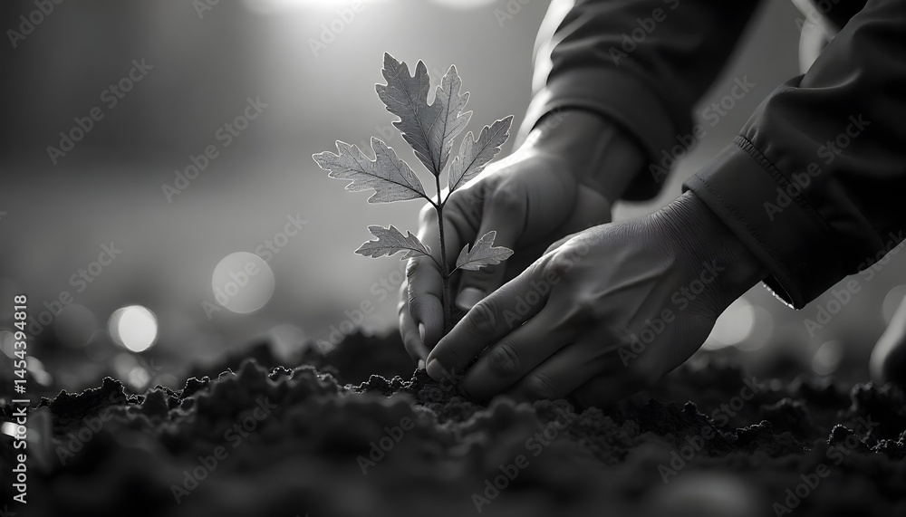 Fototapeta premium planting a plant