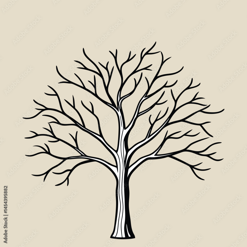 Obraz premium A bare tree silhouette in stark black and white.