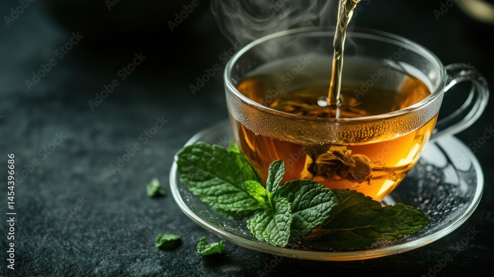 Aromatic Mint Tea: Refreshing Brew in Glass Cup Aromatic Mint Tea: Refreshing Brew in Glass Cup