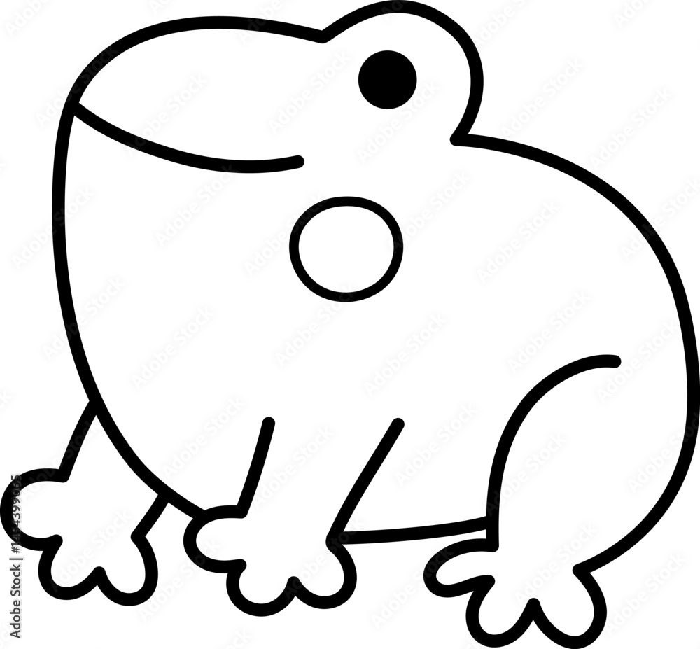 Obraz premium Vector black and white frog icon. Magic creature line clipart. Cute toad character. Woodland fantasy animal. Forest fairy tale illustration or coloring page isolated on white