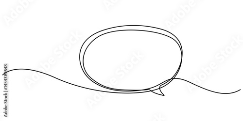 Speech bubble continuous one line drawing, Empty speech minimalist linear illustration made of single line, One line drawing of conversation dialogue bubbles. Chat icons for comics, pro vector.