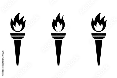 Three torches flame olympic symbol vector graphic