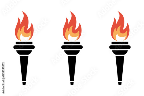 Three flaming torches symbol of hope and victory
